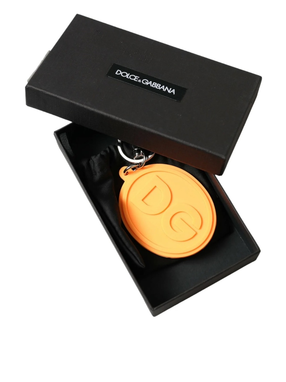 Dolce & Gabbana Orange Silicone DG Round Keyring